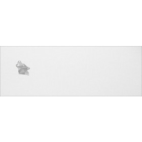 GEOMETRYCZNY WILK (ADVENTURE) / biały - Panel panoramiczny - dzianina pętelkowa z elastanem
