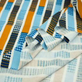 PASY I KROPKI / niebieski - Jersey wiskozowy z elastanem