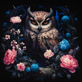 GOTHIC OWL - panel (60cm x 50cm) dzianina pętelkowa