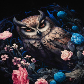 GOTHIC OWL - panel (60cm x 50cm) dzianina pętelkowa