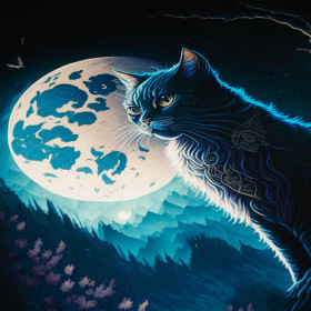 MOON CAT - panel (75cm x 80cm) single jersey