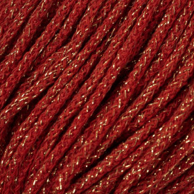 Sznurek  bawełniany okrągły 3mm - czerwony ze ZŁOTĄ NITKĄ