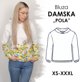 BLUZA DAMSKA (POLA) CLASSIC Z KAPTUREM - WYKRÓJ PAPIEROWY