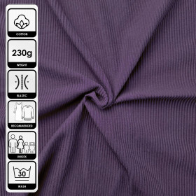 Zestaw DIY – T-shirt dziecięcy z bawełnianej dzianiny RIB JERSEY - ŚLIWKOWY 