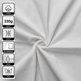 Zestaw DIY – T-shirt dziecięcy z bawełnianej dzianiny RIB JERSEY - BIAŁY