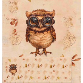 OWL STEAMPUNK FOREST WZ. 1 - PANEL PANORAMICZNY SINGLE JERSEY (60cm x 155cm)