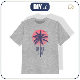 T-SHIRT DZIECIĘCY - SUMMER TIME / melanż jasnoszary - single jersey