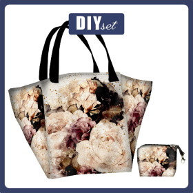 Torba XL z saszetką 2 w 1 - WATERCOLOR FLOWERS wz. 4 - zestaw do uszycia