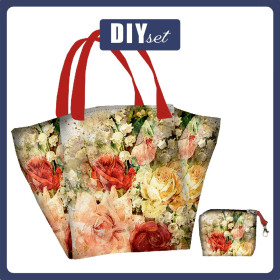 Torba XL z saszetką 2 w 1 - WATERCOLOR FLOWERS wz. 7 - zestaw do uszycia