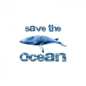 WIELORYB (Save the ocean) / biały - panel single jersey TE210