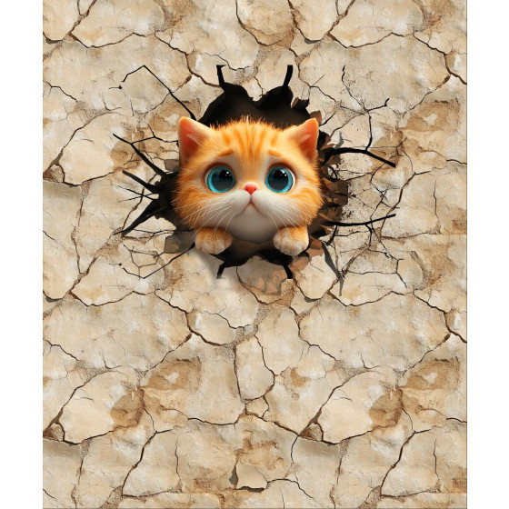 ANIMALS CRACKED wz.5 (cat) - panel (60cm x 50cm) dzianina drapana z elastanem ITY