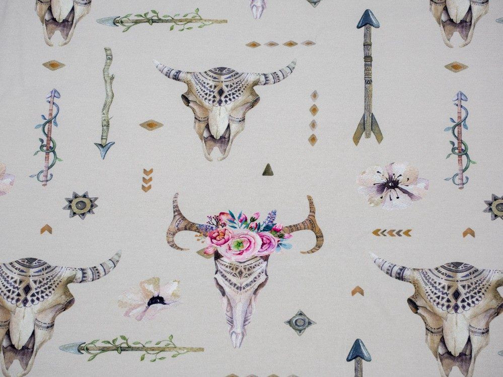 INDIAN / czaszki - Jersey wiskozowy WE210