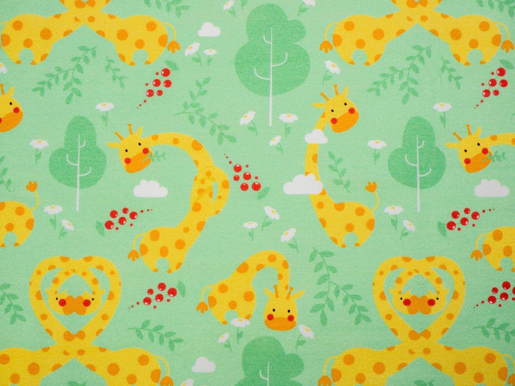ŻYRAFY / pistacja - Jersey wiskozowy WE210