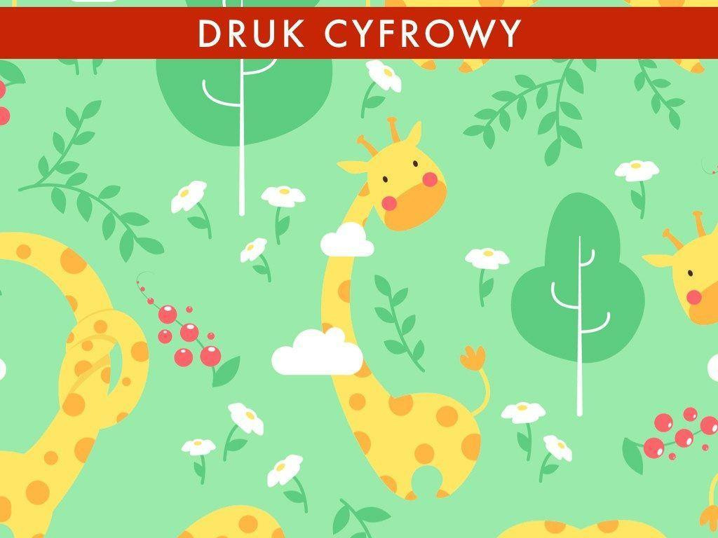 ŻYRAFY / pistacja - Jersey wiskozowy WE210