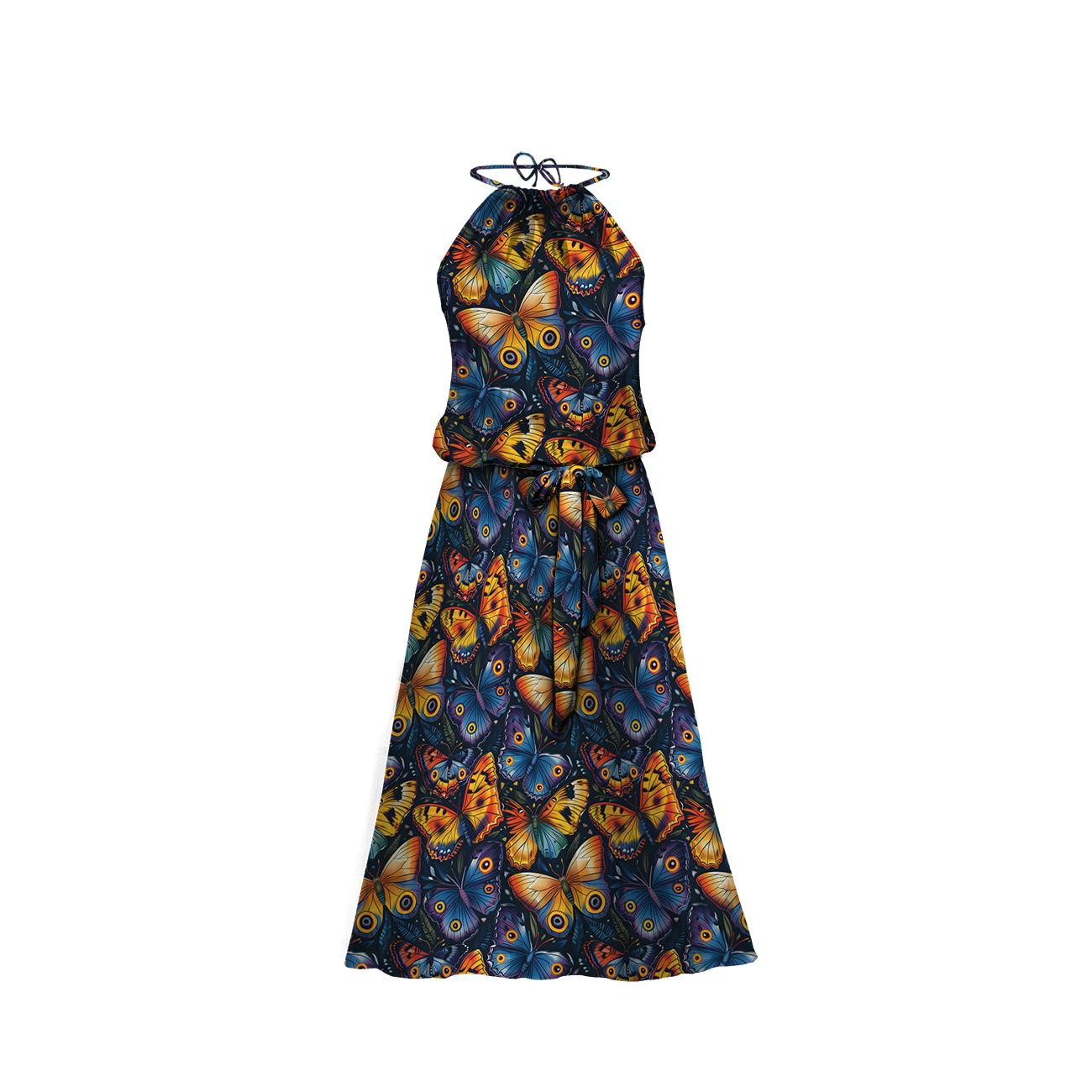 Butterfly & Flowers wz.7 - lekka dzianina drapana