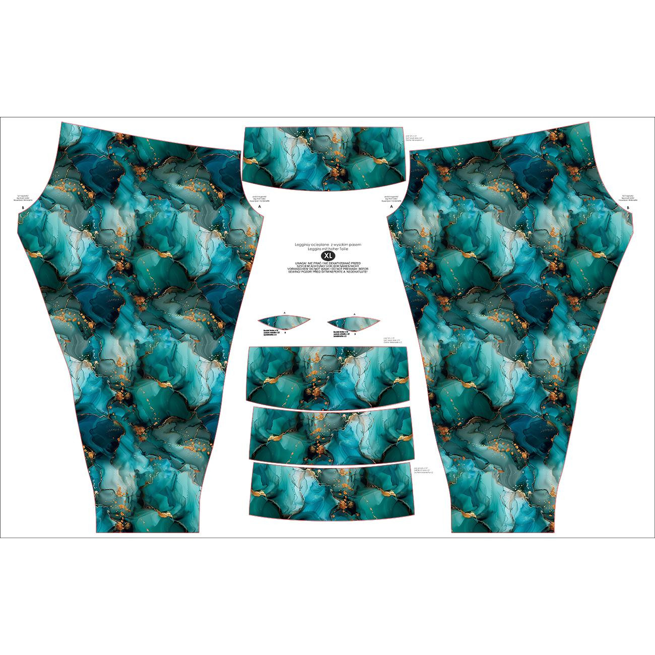 THERMO LEGGINSY DAMSKIE (GRETA) - alcohol ink wz.10 TEAL - zestaw do uszycia