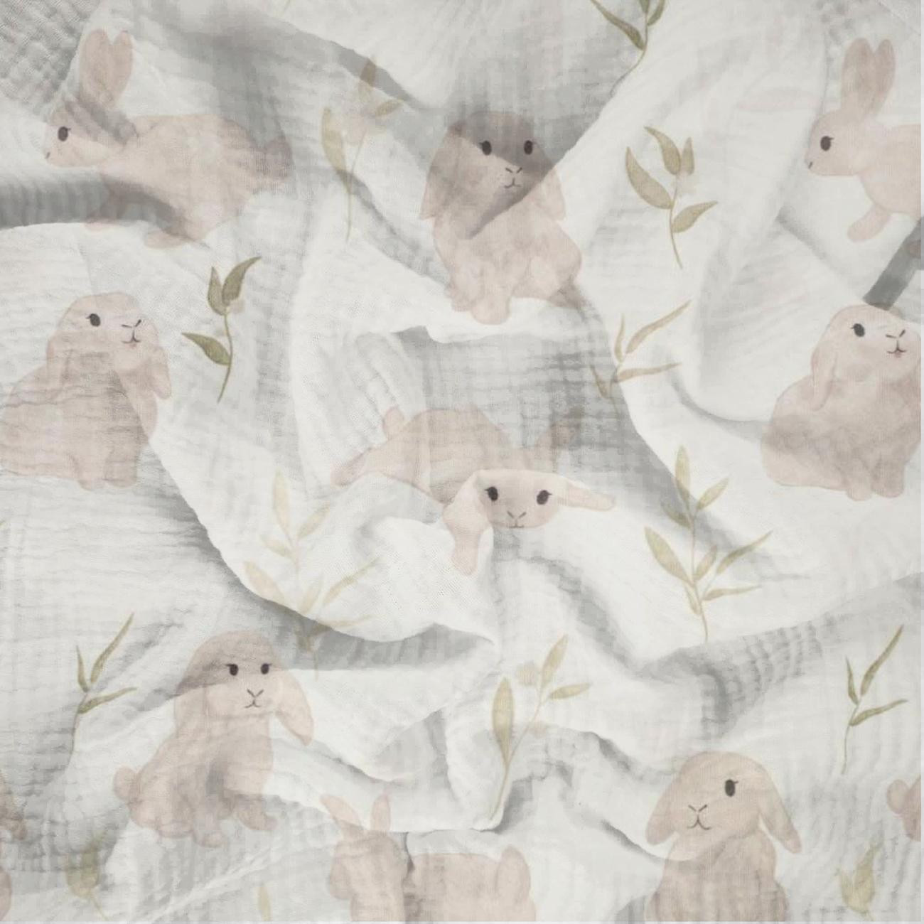 BEŻOWE KRÓLICZKI (PASTELOWE KRÓLICZKI) - Muślin bawełniany