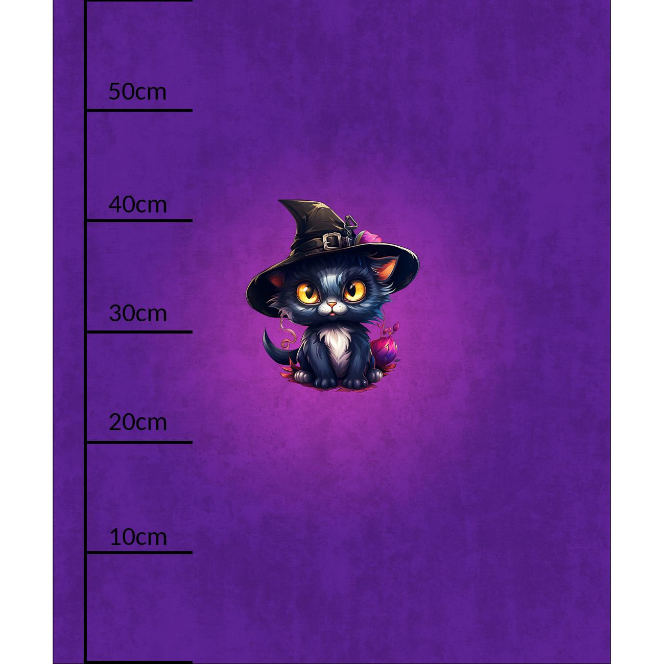 Black cat cute halloween wz. 6 - panel (60cm x 50cm) dzianina drapana z elastanem ITY