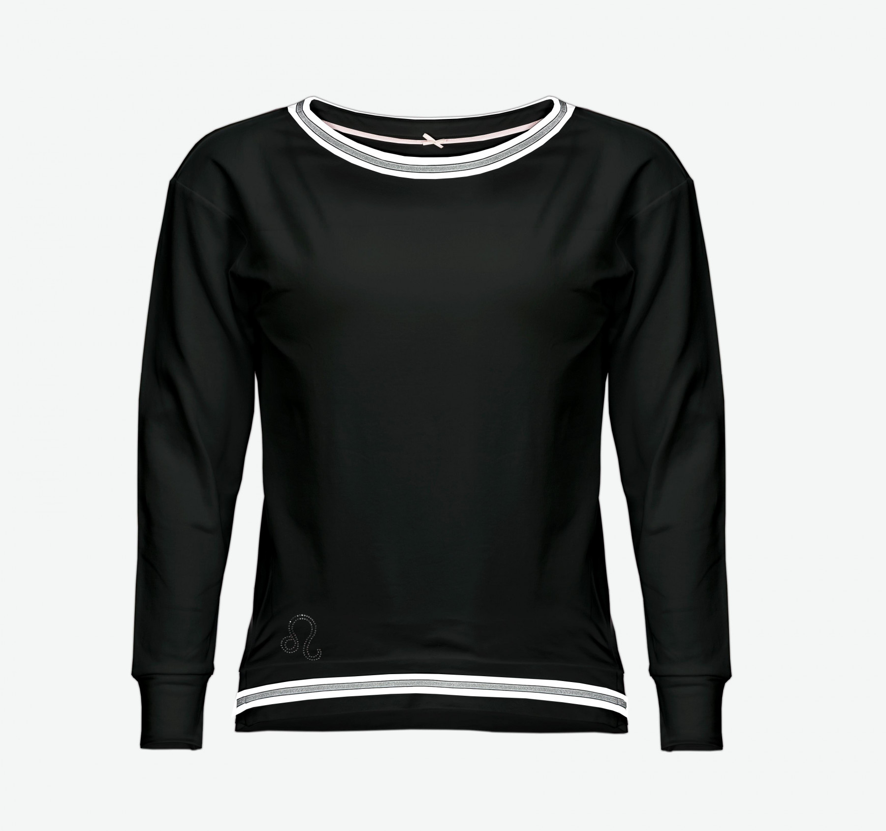 Bluza damska z kryształkową aplikacją "KELLY" - czarny S-M - zestaw do uszycia 