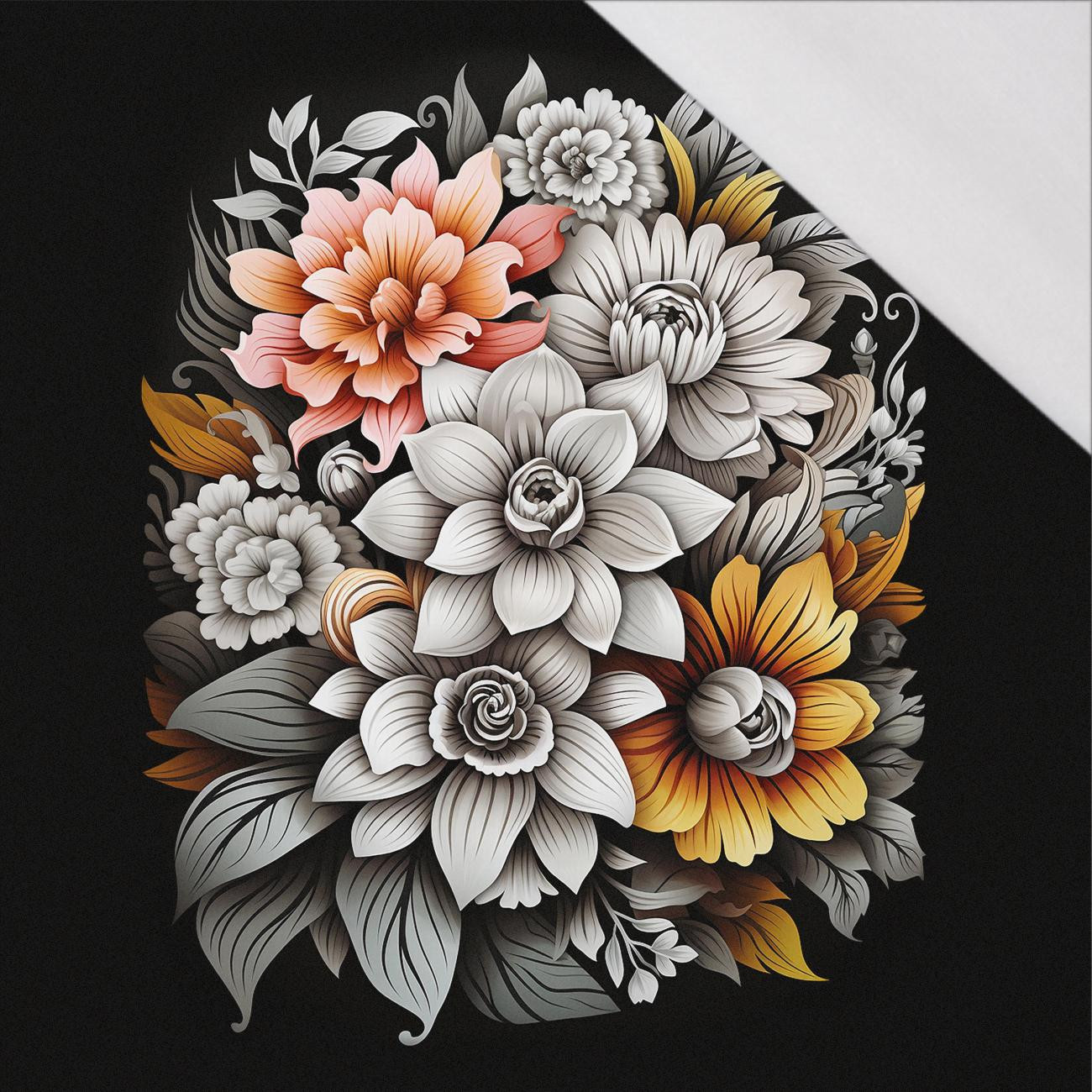 BOUQUET OF FLOWERS WZ.7 - panel (60cm x 50cm)- single jersey z elastanem ITY