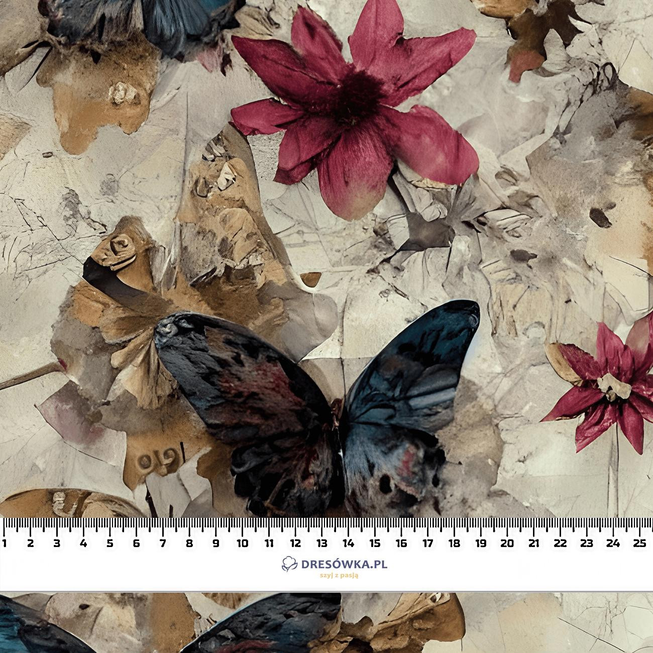 Butterfly & Flowers wz.14 - lekka dzianina drapana