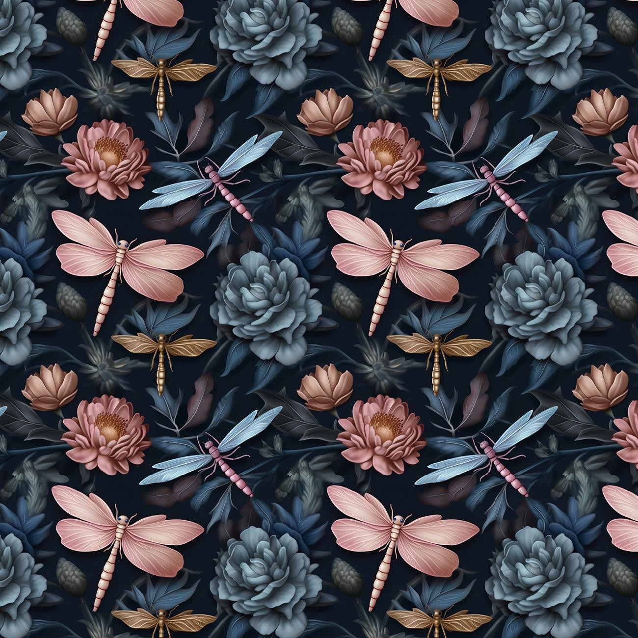 Butterfly & Flowers wz.3 - Tkanina na obrusy