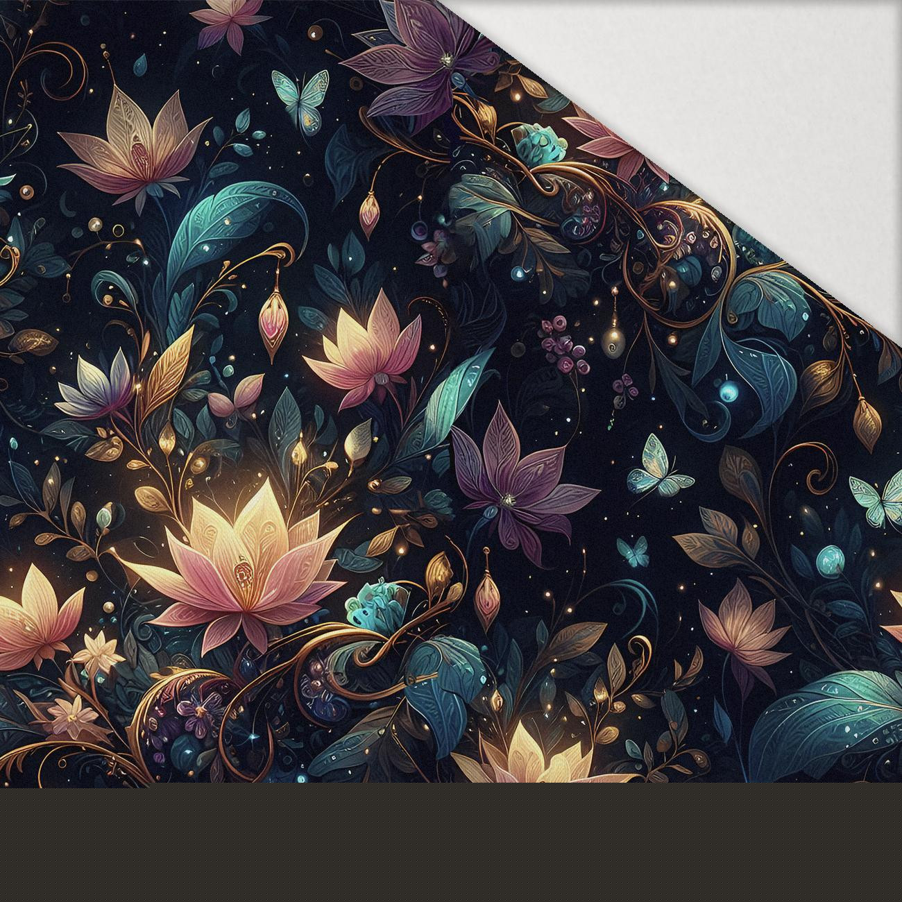 Butterfly & Flowers wz.6 - Hydrofobowa dzianina drapana 