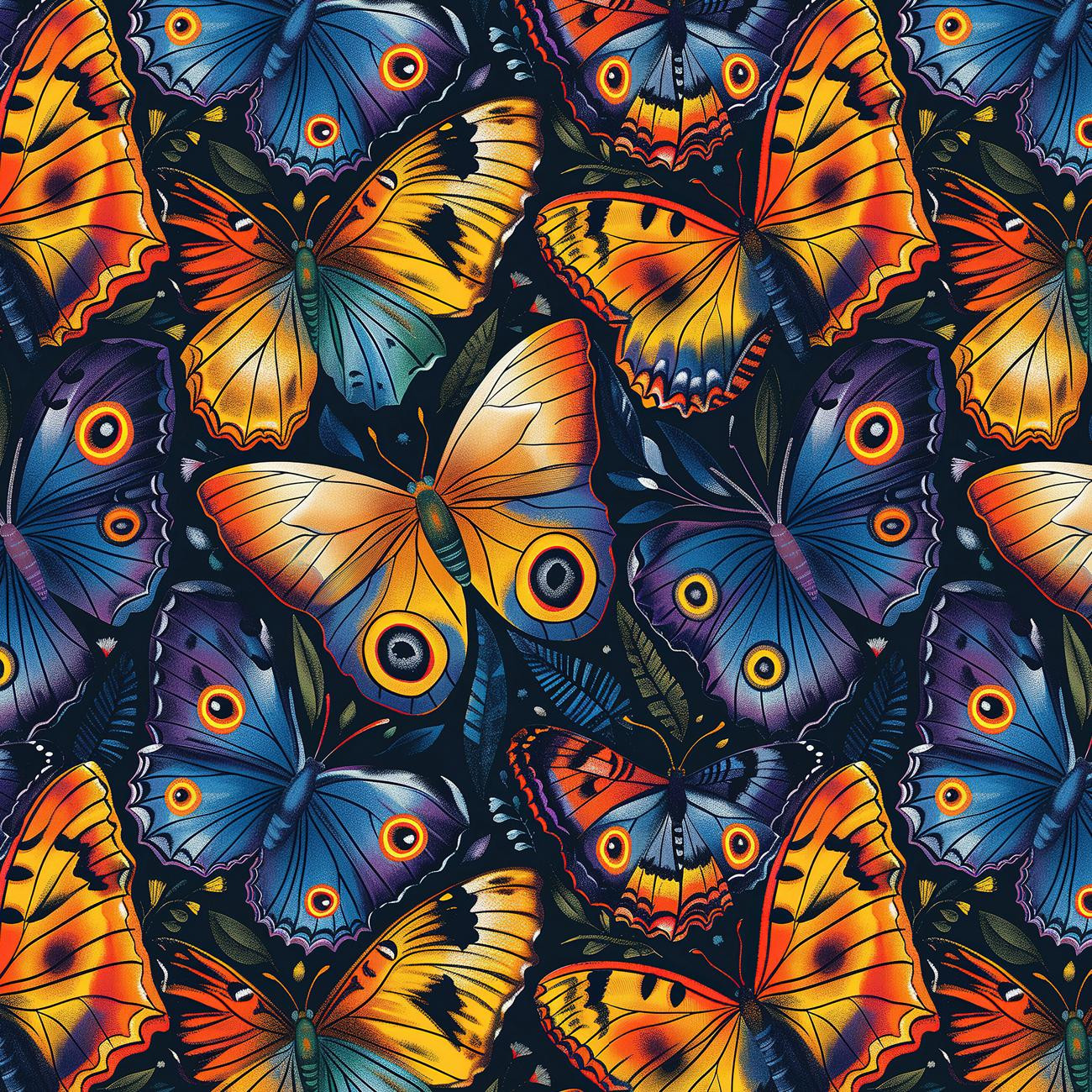 Butterfly & Flowers wz.7 - lekka dzianina drapana