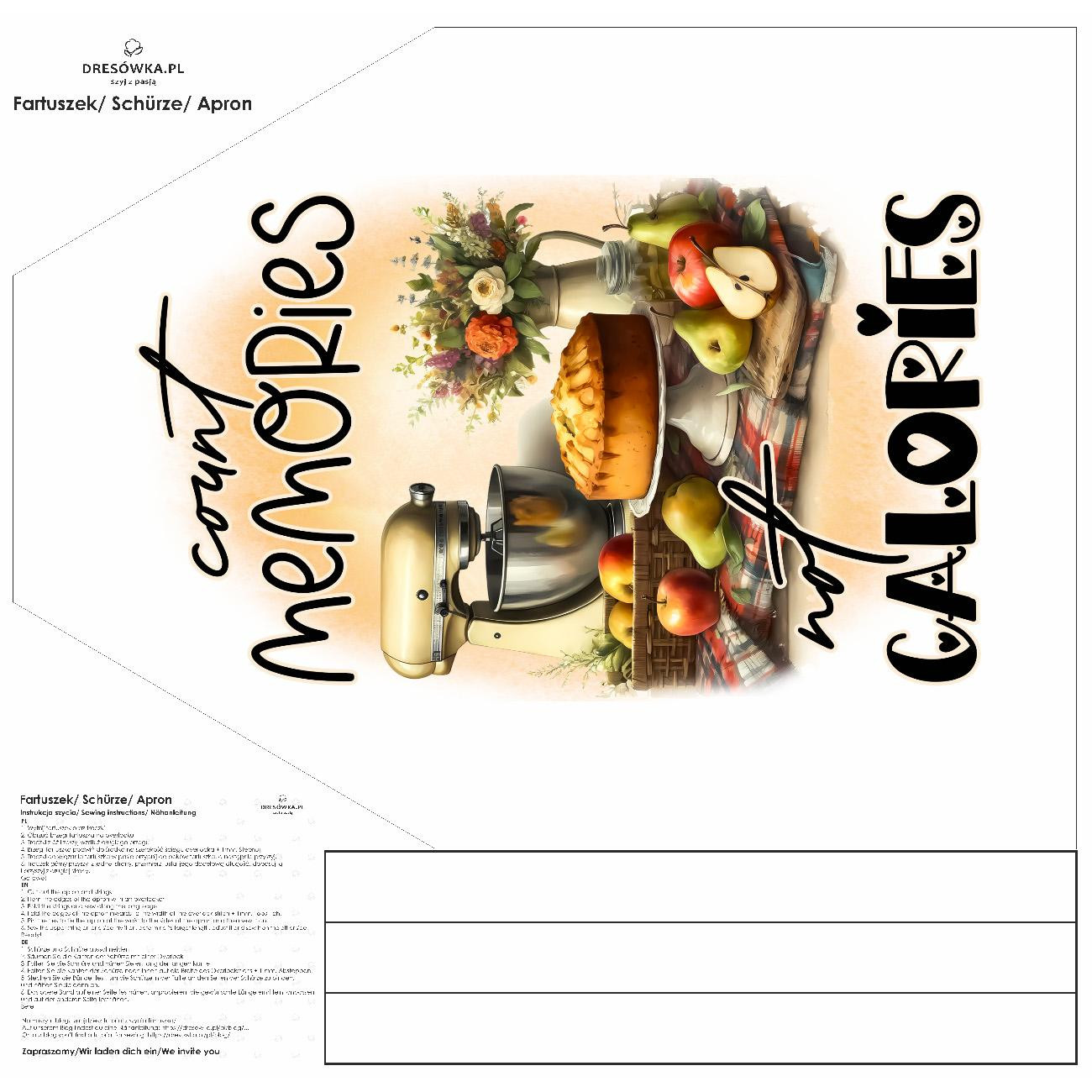 FARTUSZEK - CALORIES - zestaw do uszycia- tkanina wodoodporna