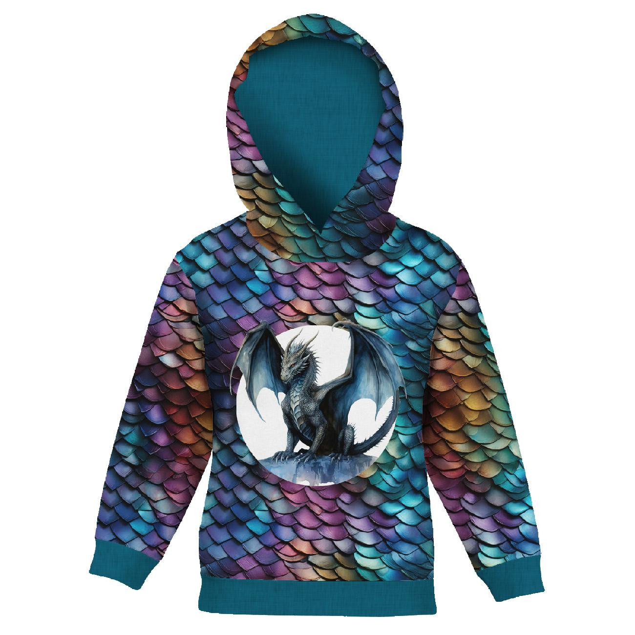 DZIECIĘCA BLUZA Z KAPTUREM (ALEX) - dragon rainbow - zestaw do uszycia