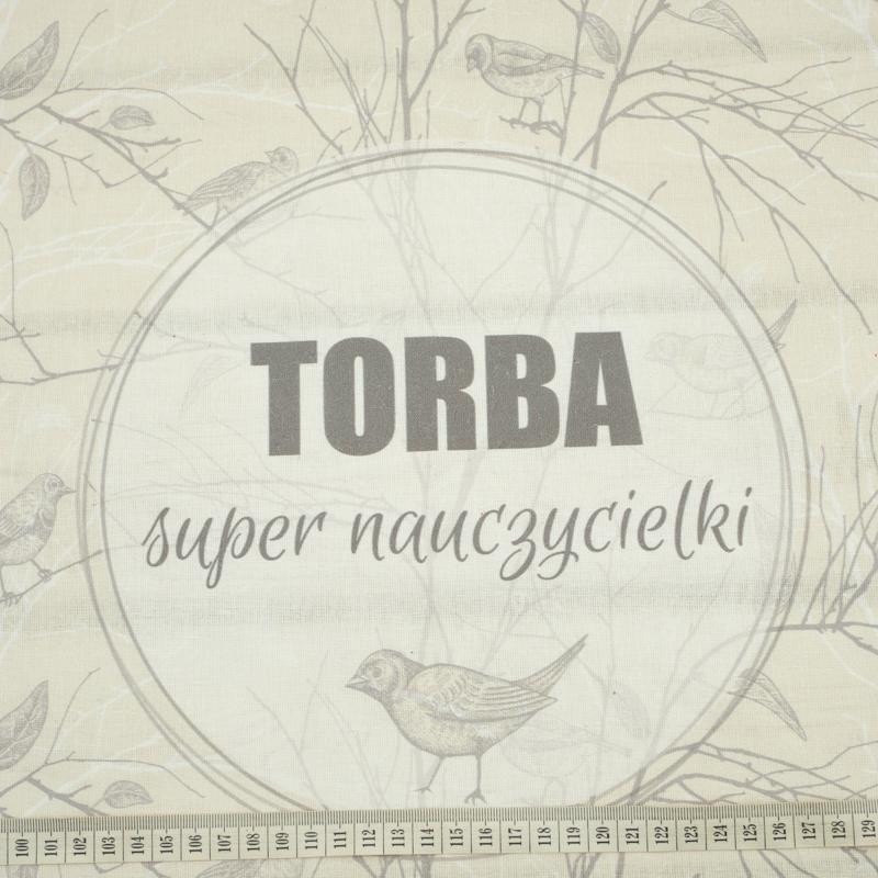 Torba super nauczycielki / ptaki - panel tkanina bawełniana