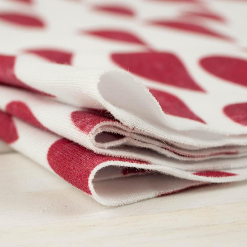 Duże krople (karminowy) / biały - single jersey z elastanem 