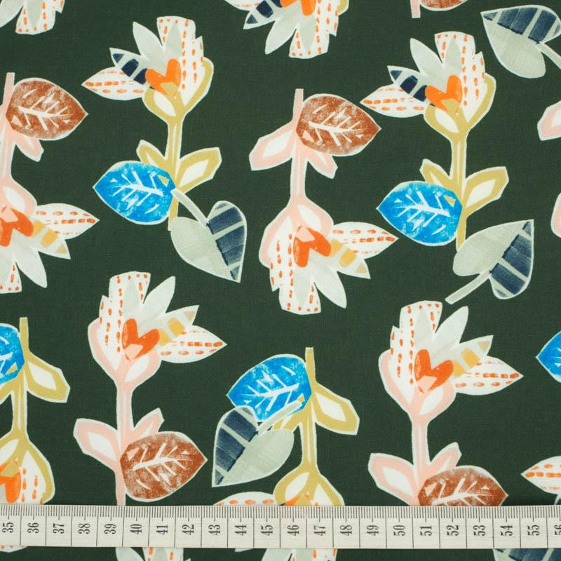 GEOMETRYCZNE KWIATY / Butelkowa zieleń - softshell