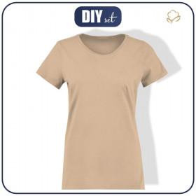 T-SHIRT DAMSKI S - HAZELNUT / beż - single jersey