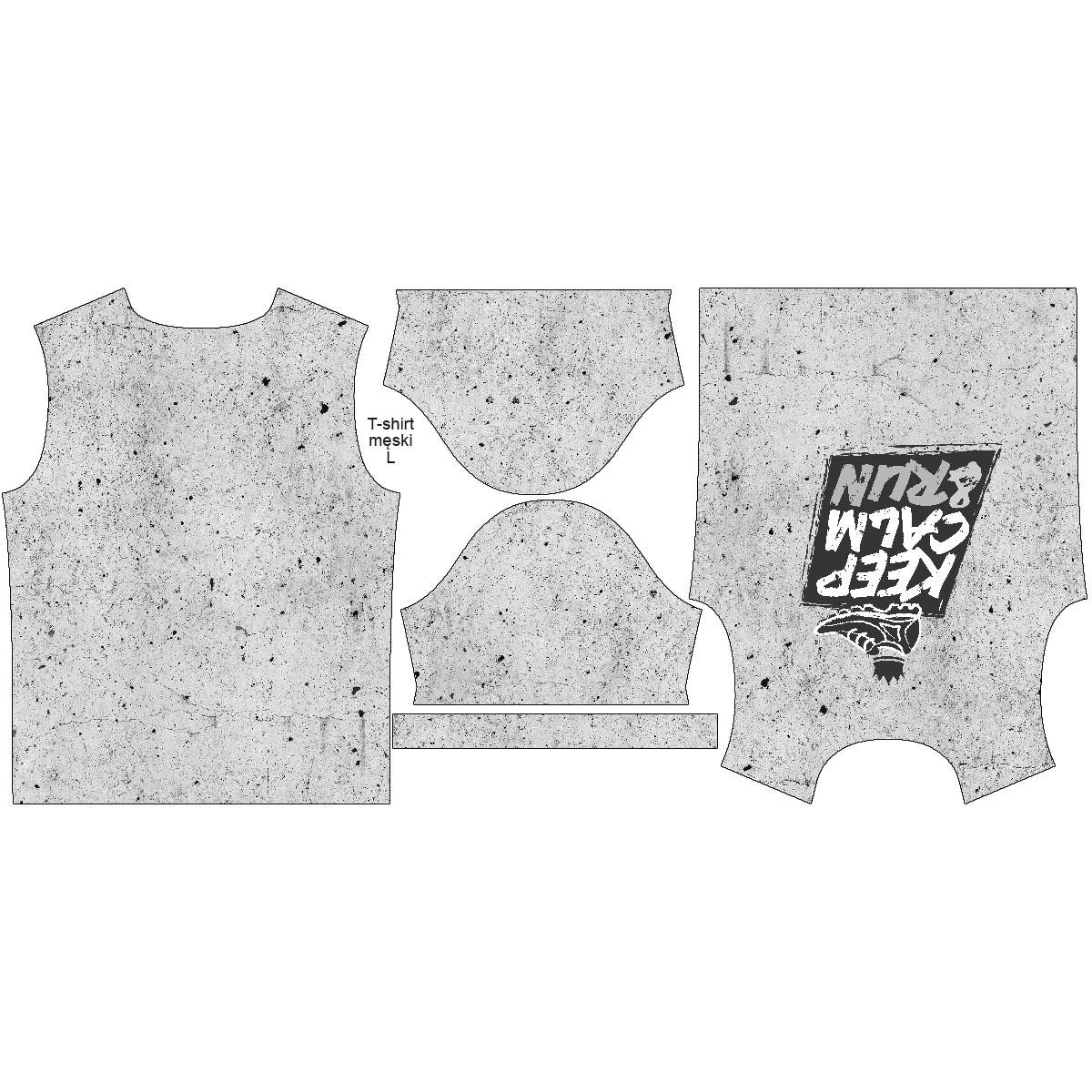 T-SHIRT MĘSKI - KEEP CALM & RUN / beton - single jersey