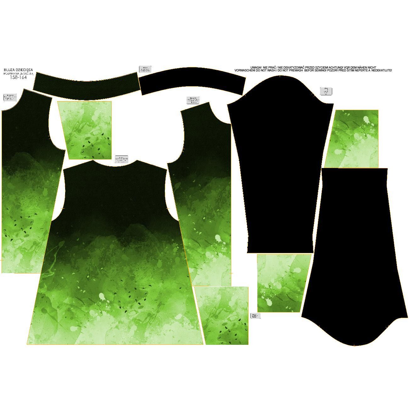 BLUZA ROZPINANA (MAX) - KLEKSY (zielony) / czarny - DIY set