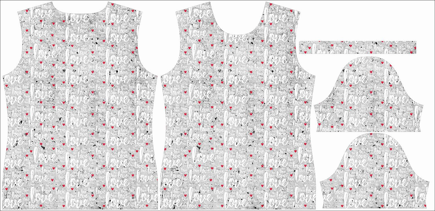 T-SHIRT DAMSKI - LOVE BIAŁY / beton - single jersey