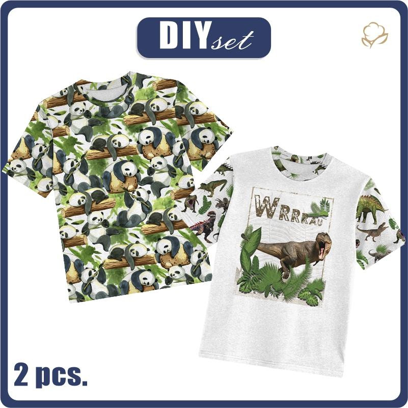 2-PACK - T-SHIRT DZIECIĘCY - PANDY I DINO - ZESTAW DO USZYCIA