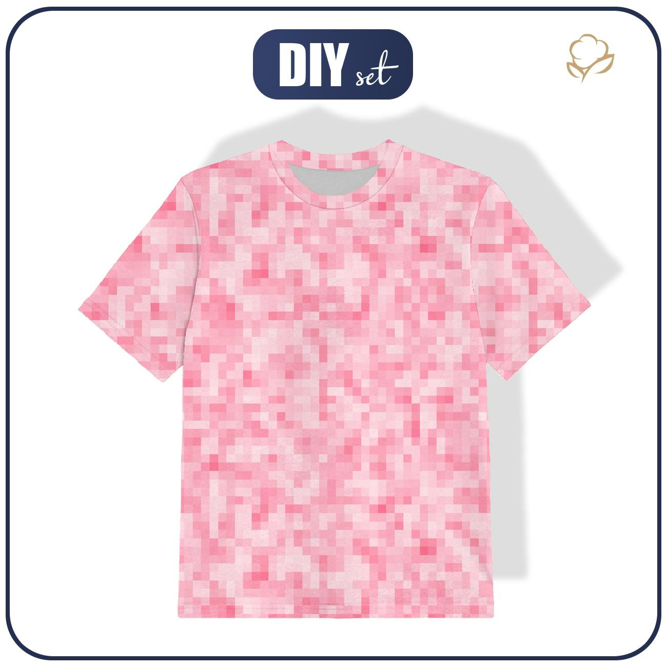T-SHIRT DZIECIĘCY - PIKSELE WZ. 2 / różowy - single jersey
