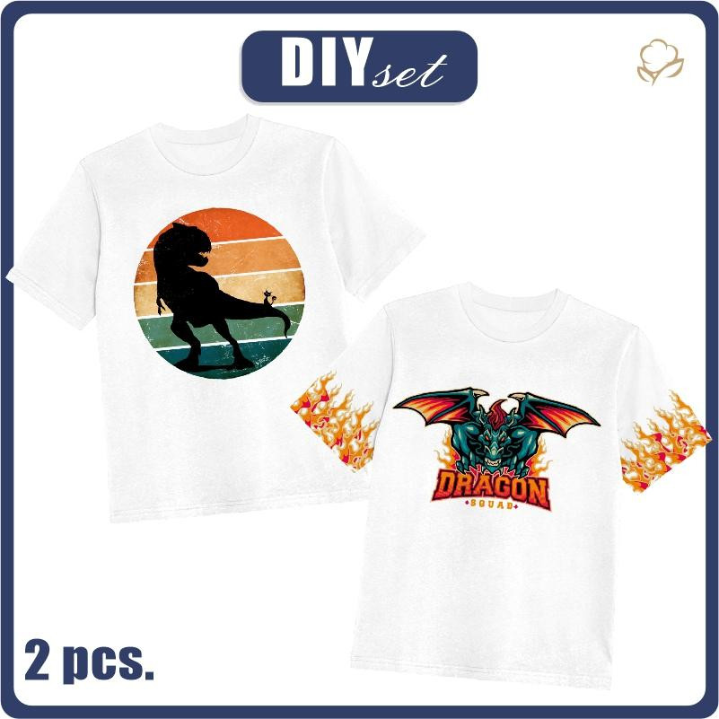 2-PACK - T-SHIRT DZIECIĘCY - DRAGON - ZESTAW DO USZYCIA