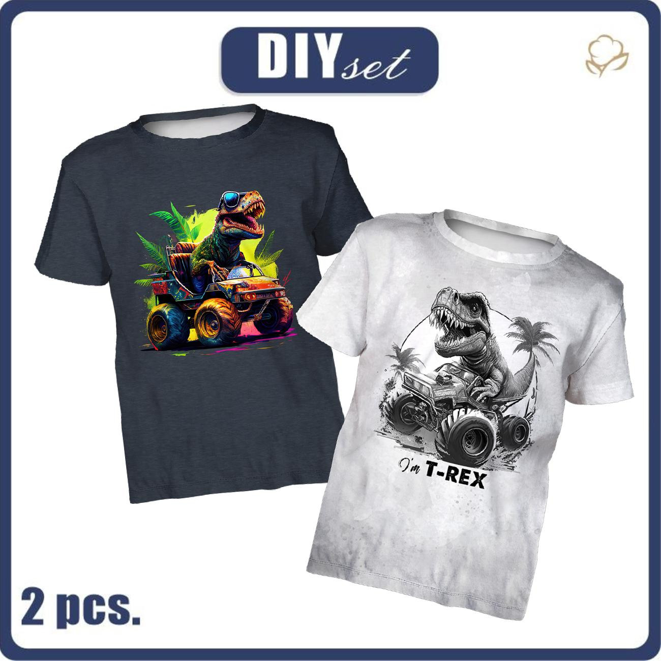 2-PACK - T-SHIRT DZIECIĘCY - T-REX - ZESTAW DO USZYCIA