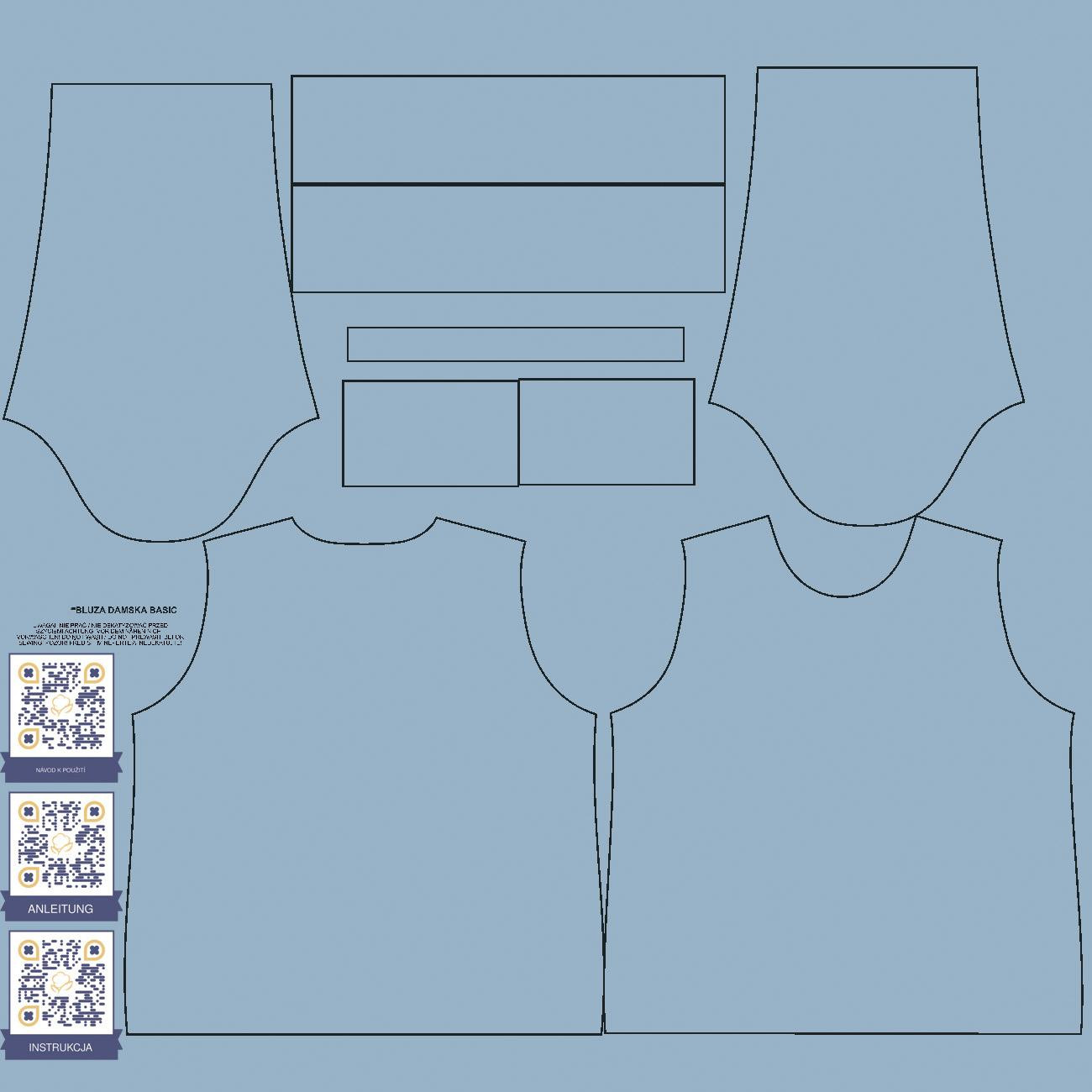 BLUZA DAMSKA (HANA) BASIC - B-06 - SERENITY / błękitna - zestaw do uszycia