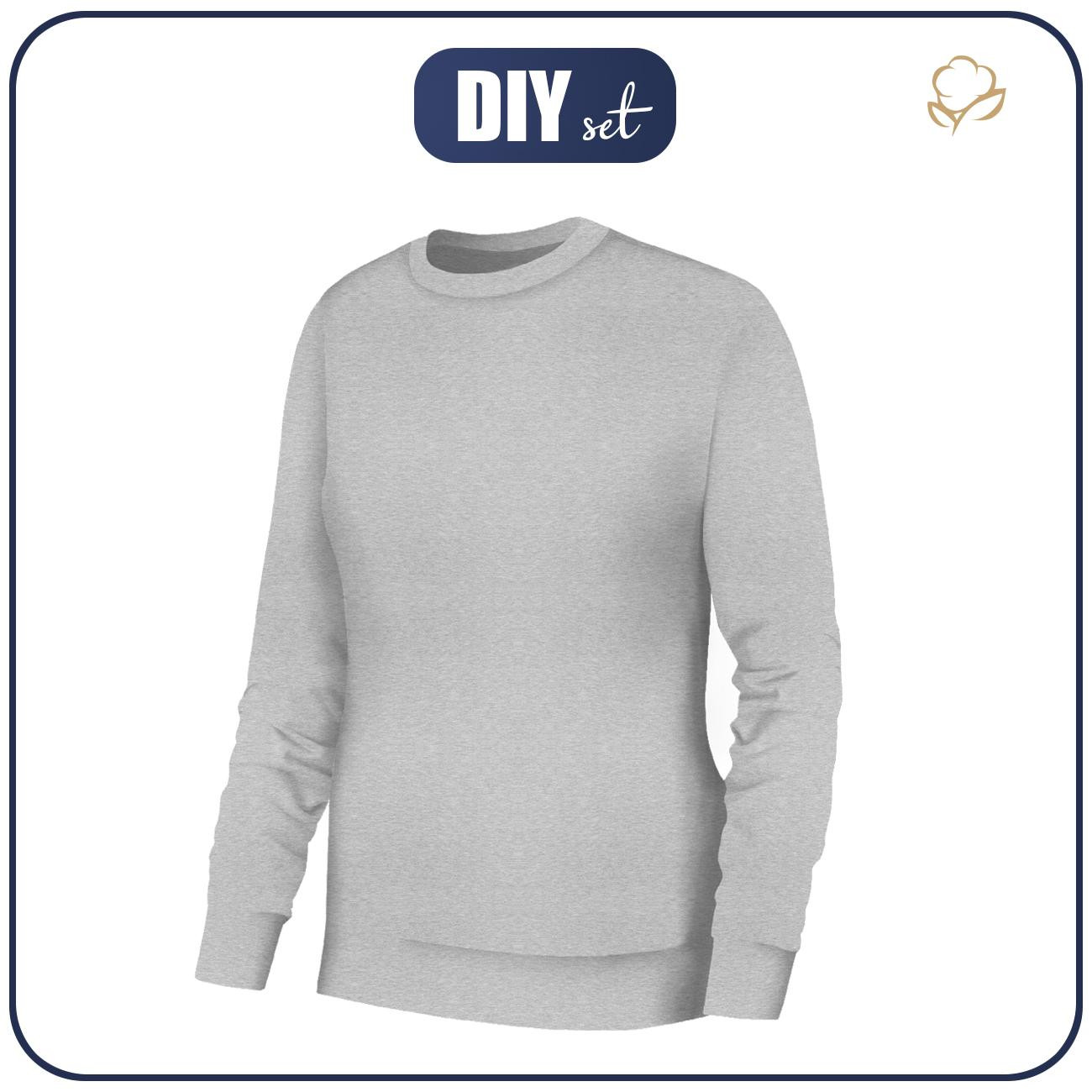 BLUZA DAMSKA (HANA) BASIC - M-01 MELANŻ JASNOSZARY - zestaw do uszycia