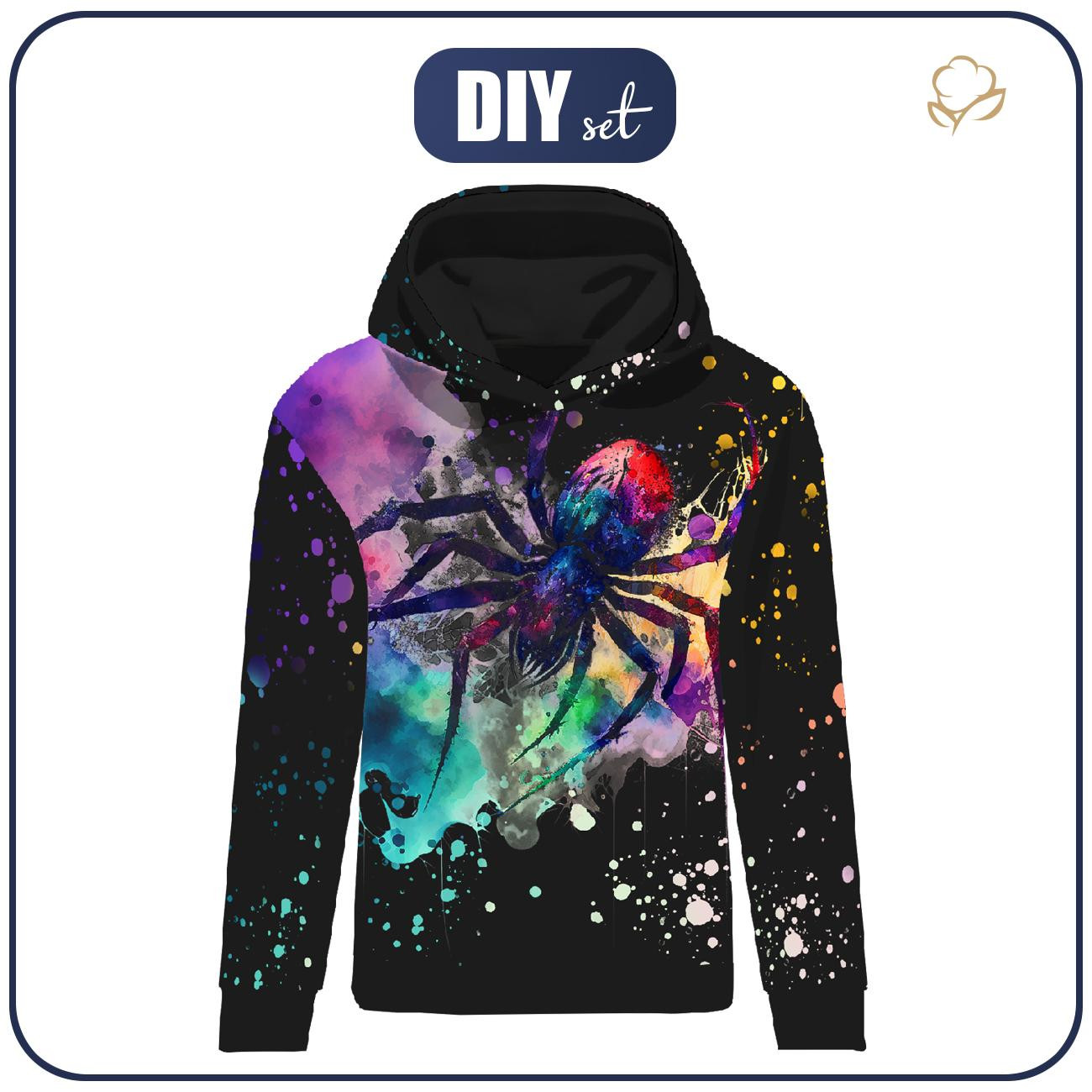 BLUZA DAMSKA (POLA) CLASSIC Z KAPTUREM - WATERCOLOR SPIDER - zestaw do uszycia