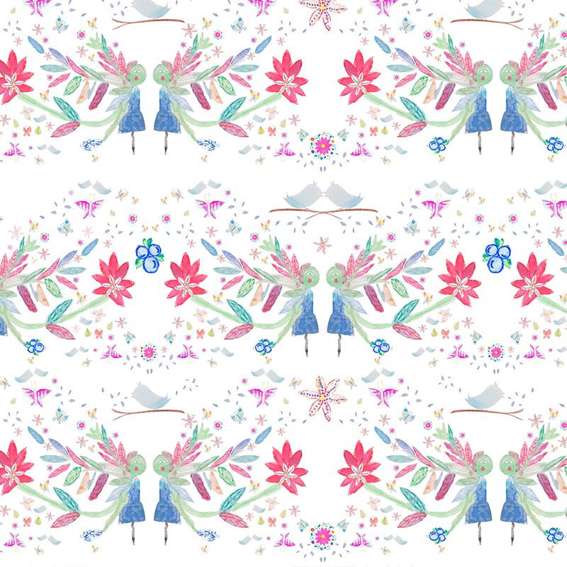 50cm DZIECIĘCY FOLK / biała - tkanina bawełniana