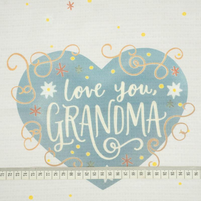  Love you Grandma/ stokrotki i gwiazdki- panel tkanina bawełniana (50cmx75cm)