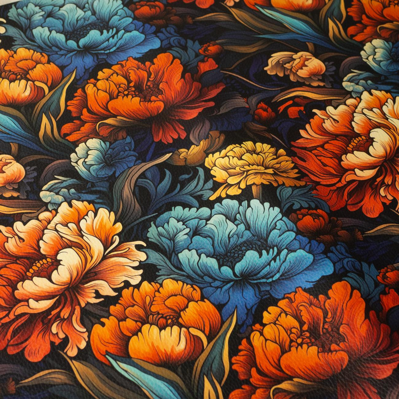 VINTAGE CHINESE FLOWERS WZ. 1 (46 cm x 50 cm) - gruba ekoskóra tłoczona