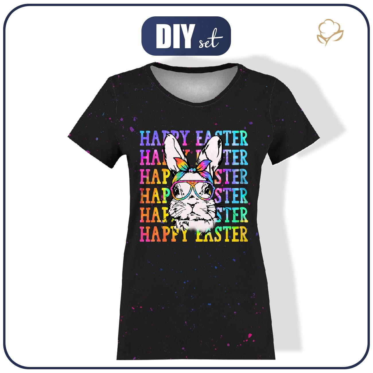 T-SHIRT DAMSKI - HAPPY EASTER / neon - zestaw do uszycia