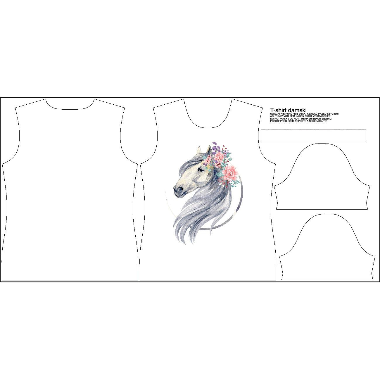 T-SHIRT DAMSKI - KOŃ wz. 2 - single jersey