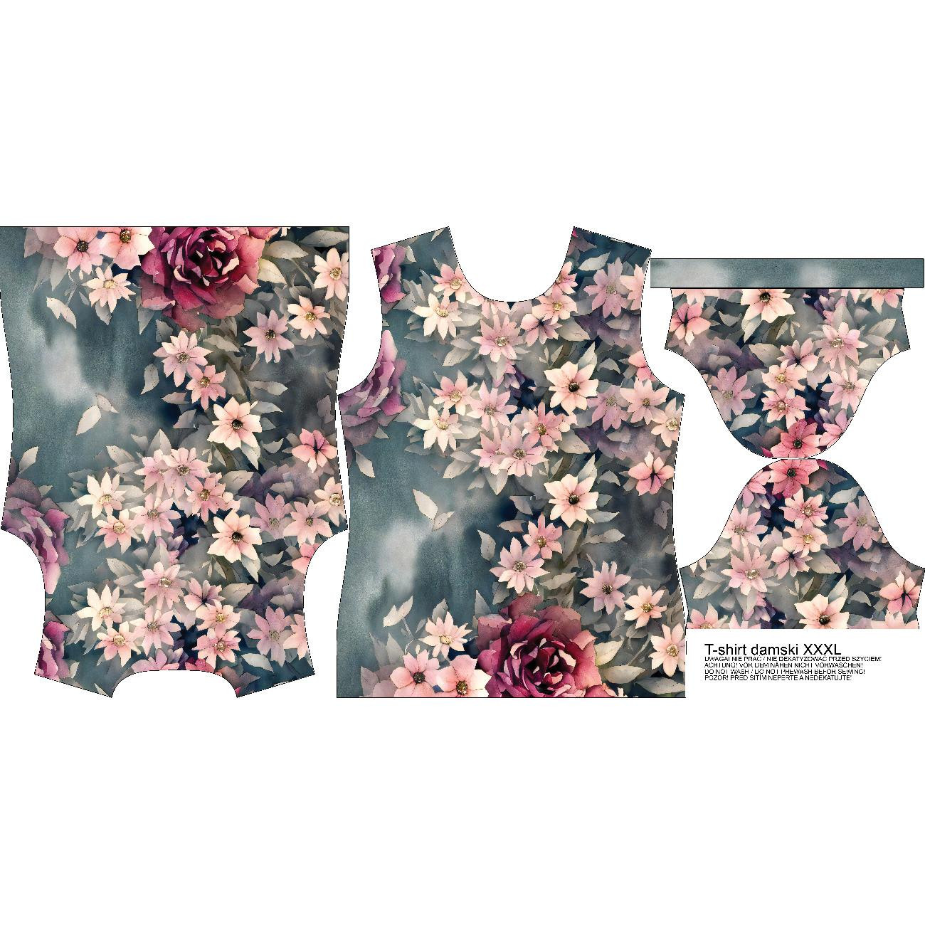 T-SHIRT DAMSKI - VINTAGE FLOWERS wz. 1 - zestaw do uszycia